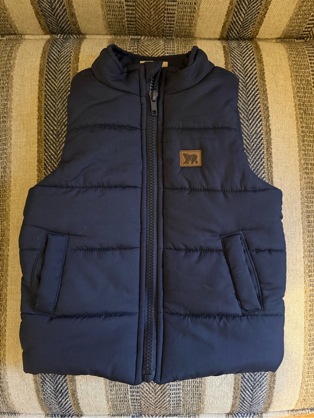 Kids Navy Puffer Vest with Chest Patch